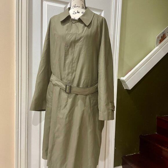 VINTAGE RALPH LAUREN TRENCH COAT BELTED OLIVE GREEN ZIP LINER SZ 42R AESTHETIC - Picture 14 of 16